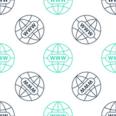 Poster - Green Go To Web icon isolated seamless pattern on white background. Www icon. Website pictogram. World wide web symbol. Internet symbol for your web site design, app. Vector.