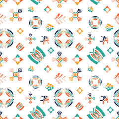 Aufkleber - Seamless geometric pattern background. Folk art design. Abstract vector illustration.