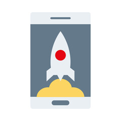 Wall Mural - smartphone with rocket flat style icon vector illustration design