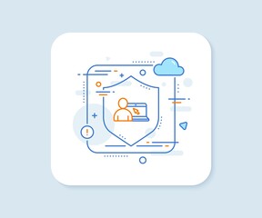 Poster - online education line icon. abstract vector button. notebook or laptop with mouse cursor sign. inter