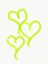 Three Green Hearts In Drawing Grouped Together