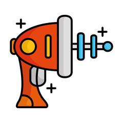 Poster - alien gun line and fill style icon vector illustration design