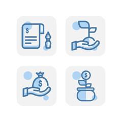 Poster - Creative blue invest and income icons design isolated on white background
