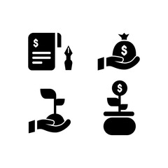 Poster - Silhouette invest and income icons design isolated on white background