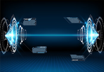 Aufkleber - Futuristic circle vector HUD interface screen design. Abstract style on blue background. Abstract vector background. Abstract technology communication design innovation concept background.