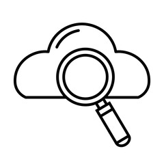 Wall Mural - search magnifying glass with cloud computing line style icon vector illustration design