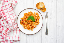 Plate Of Italian Baked Beans¬†(fagioli¬†alluccelletto)¬†with Tomatoes And Sage