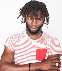 Wall Mural - young handsome afro american man gesturing emotional posing isolated on white background, lifestyle people concept