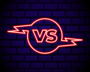 Wall Mural - Versus neon sign vector. Versus logo, symbol in neon style. Design template light banner, night advertising. Battle vs match, game concept competitive vs