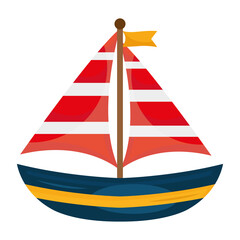 Sticker - sailboat travel isolated style icon vector illustration design