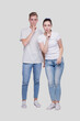 © Alex - Couple Silence Sign. Couple Shush. Couple Standing Isolated