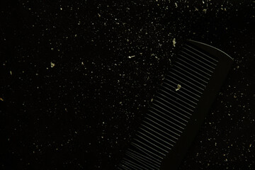 Canvas Print - black comb and dandruff on shirt