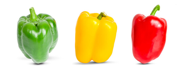 Wall Mural - Three Sweet pepper isolated on a white background