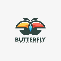 Wall Mural - Vector Logo Illustration Butterfly Simple Mascot Style.