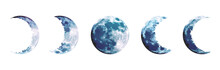 Magic Blue Moon Phases Vector Design Set