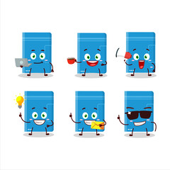 Poster - Power bank cartoon character with various types of business emoticons