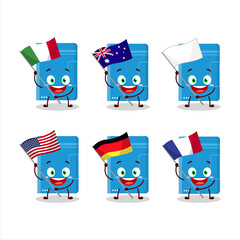 Sticker - Power bank cartoon character bring the flags of various countries