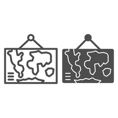 Poster - World political wall map line and solid icon, education concept, world map political sign on white background, world map political icon in outline style. Vector graphics.