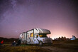 Campers gaze at Milky Way by their RV
