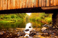 Corbin Covered Bridge Over Sugar River In Newport, New Hampshire.