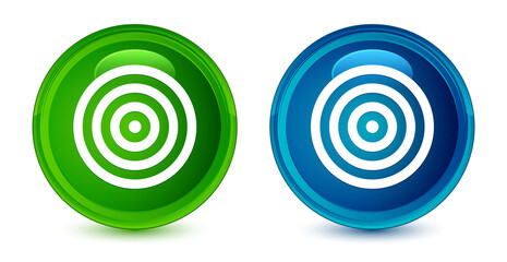 Wall Mural - Target icon artistic shiny glossy blue and green round button set