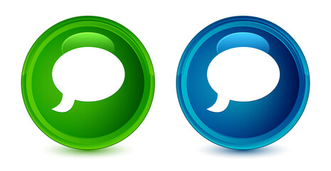 Wall Mural - Chat icon artistic shiny glossy blue and green round button set