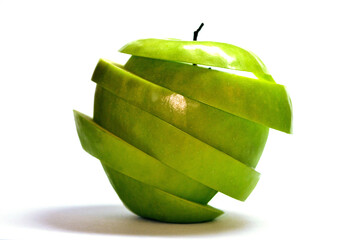 green apple on white background