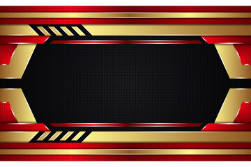 Poster - abstract geometric background template design use combination black, gold and red gradient colors. w