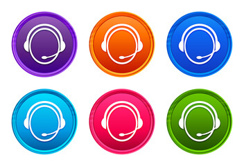 Wall Mural - Customer care service icon luxury bright round button set 6 color vector