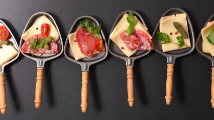 Wall Mural - raclette cheese party- top view