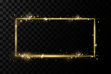 Gold frames for text. Blank abstract banner layout.Background with gold sparkles and glitter effect.