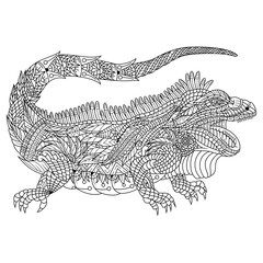 Wall Mural - hand drawn of iguana in zentangle style