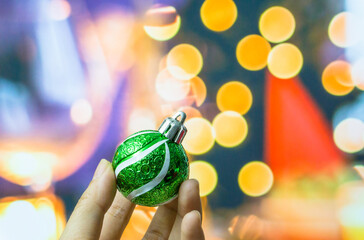 Wall Mural - Colorful Christmas baubles in blur background