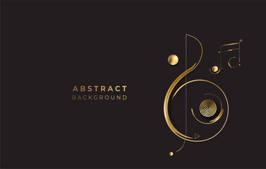 Wall Mural - Abstract Golden Glowing Shiny Music Note Vector Background. Use for modern design, cover, poster, template, brochure, decorated, flyer, banner.