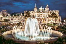 The Monte Carlo Casino, gambling and entertainment complex located in Monte Carlo, Monaco, Cote de Azul, France, Europe.