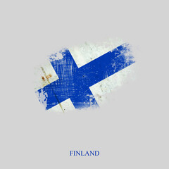 Wall Mural - Grunge Flag Of Finland. Isolated on gray Background