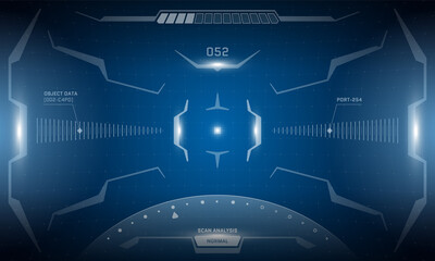 Poster - vr hud futuristic interface cyberpunk screen design. sci-fi virtual reality simulator technology vie