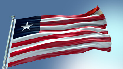 Liberia waving flag with texture in sky background