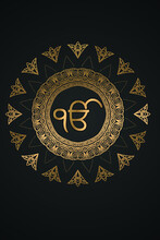 Ik Onkar | Ek Onkar - Sikh Symbol Vector Design Black Gold