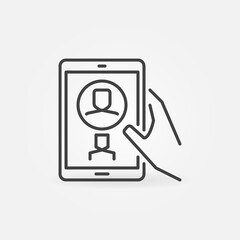 Poster - Video Call on Tablet vector thin line concept icon or design element