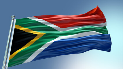 South Africa waving flag with texture in sky background