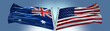 Double Flag United States of America vs Australia flag waving flag with texture background