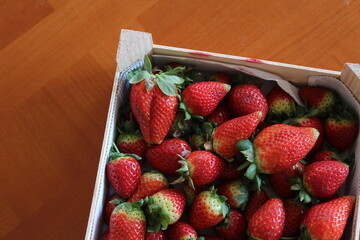 Strawberries in a Wooden Box