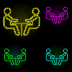 Poster - staff at the table neon color set icon. Simple thin line, outline vector of business organisation icons for ui and ux, website or mobile application