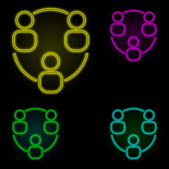 Aufkleber - business communication neon color set icon. Simple thin line, outline vector of business organisation icons for ui and ux, website or mobile application
