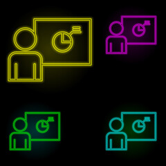 Aufkleber - chart presentation neon color set icon. Simple thin line, outline vector of business organisation icons for ui and ux, website or mobile application