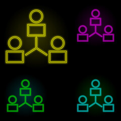Aufkleber - communication of business people neon color set icon. Simple thin line, outline vector of business organisation icons for ui and ux, website or mobile application