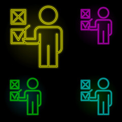 Aufkleber - employee selection neon color set icon. Simple thin line, outline vector of business organisation icons for ui and ux, website or mobile application