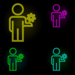 Aufkleber - mechanism of work neon color set icon. Simple thin line, outline vector of business organisation icons for ui and ux, website or mobile application