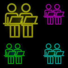 Aufkleber - staff at the desk neon color set icon. Simple thin line, outline vector of business organisation icons for ui and ux, website or mobile application